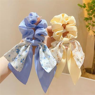 Drucken Sie elastische Haarbänder für Frauen-Mädchen Bowknot Scrunchies Stirnband Haargummis Pferdeschwanzhalter Haar-Accessoires