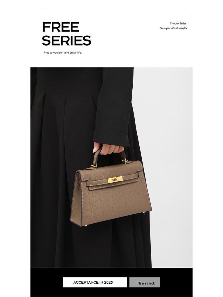 Summer 2025 High-End Soft Leather Kelly Mini Crossbody Handbag for Women