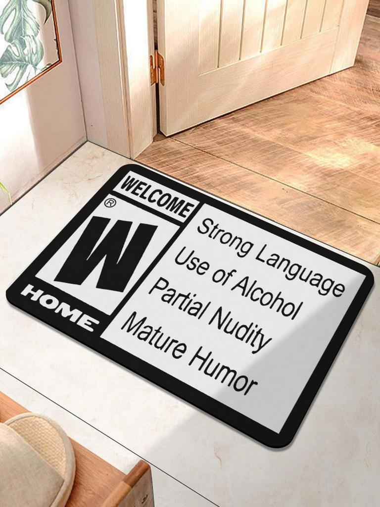 Funny Mature Rating Welcome Doormat, Non-Slip Absorbent Washable Floor Rug for Entryway, Porch & Man Cave