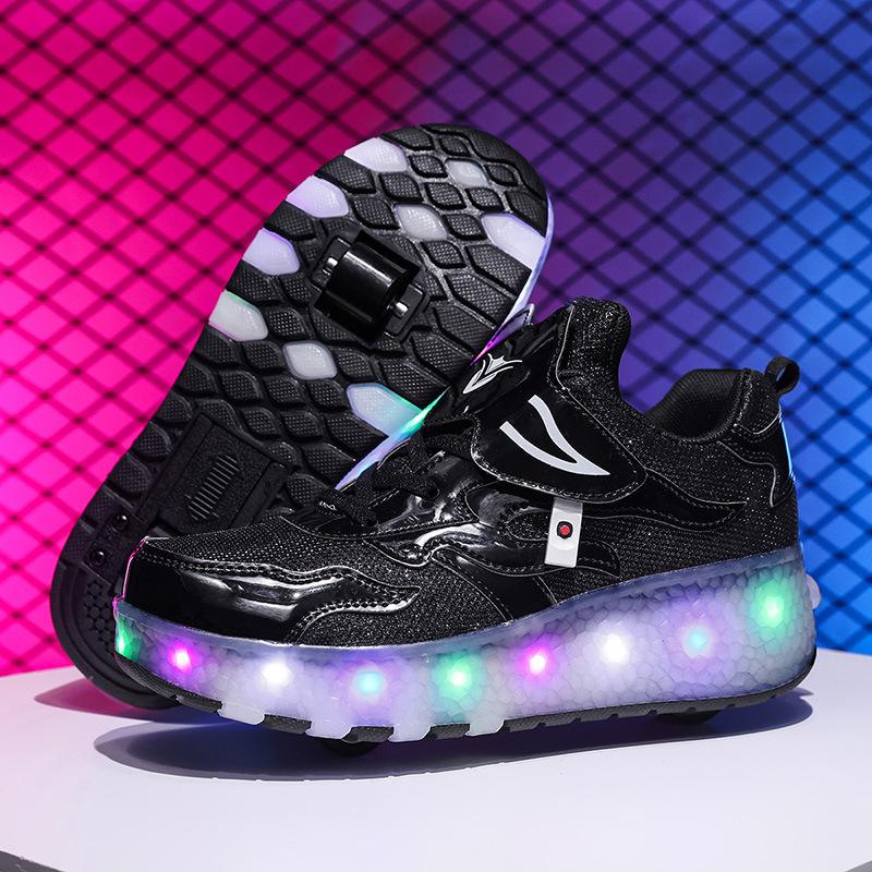Children's runaway shoes double wheel girls breathable luminous shoes charging outdoor transportation