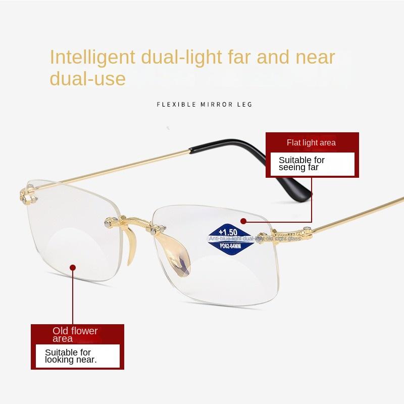 Men'S Reading Glasses Anti Blue Light Resistant Bifocal Glasses Near And Far Degrees 1.0 To 4.0