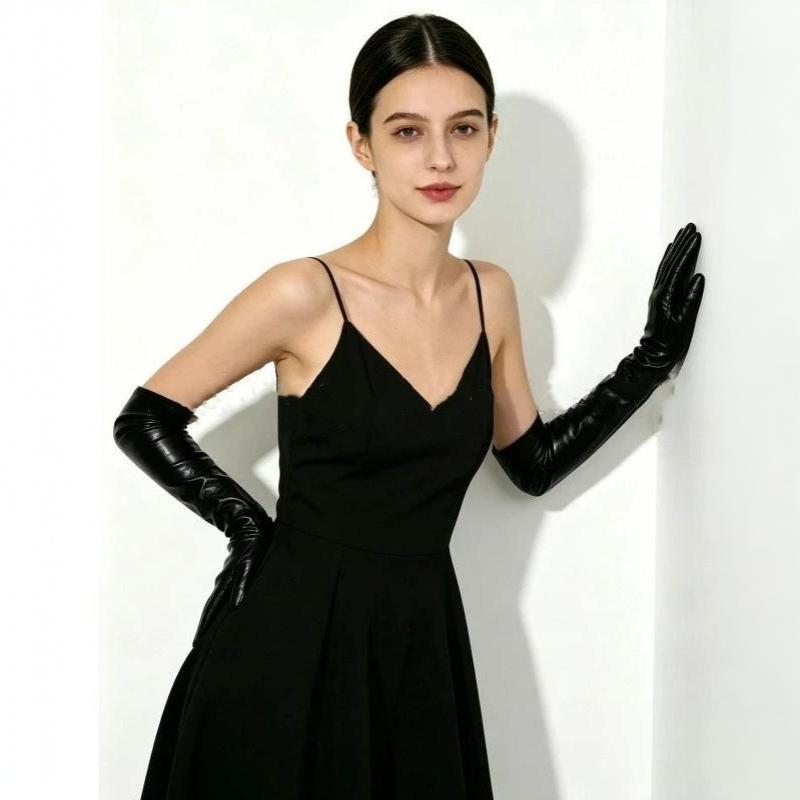 Sexy Lackleder Damen Eng Lange Handschuhe Punk Rock Hiphop Jazz Disco Pole Dance Metallische Fäustlinge Halloween Cosplay