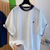Contrast Color Embroidered Short-sleeved Short-sleeved T-shirt Women's Niche Versatile Loose New Top