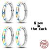 Luminous Shell Women Earrings Original 925 Sterling Silver Pave CZ Star Moon Hoop Earrings Engagement Wedding Jewelry