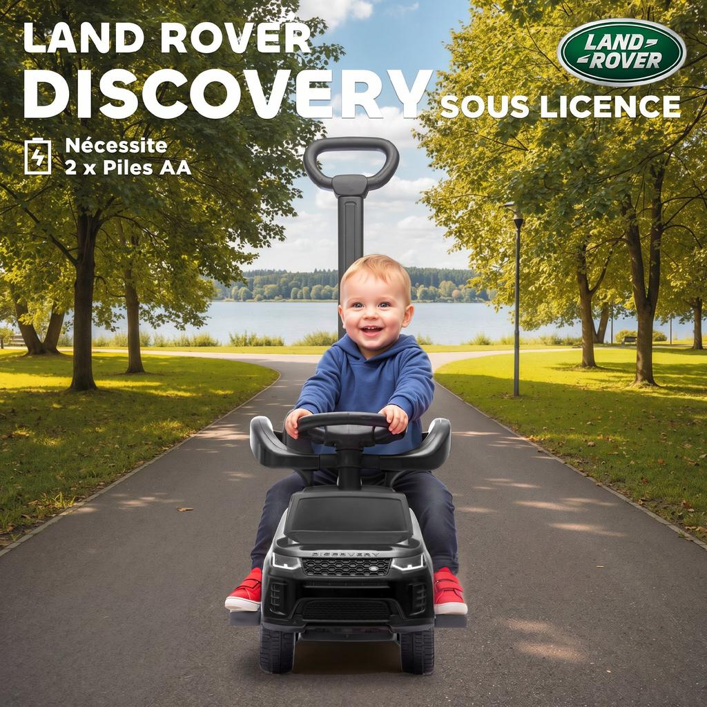 Ride-On Car for Children, Land Rover Discovery, Removable Handle, 84 x 40 x 94.5 cm, Black