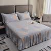 3pcs Twin Tree Pattern Extra Thick Non-Slip Bed Skirt Set with 1 Bed Skirt + 2 Pillowcases (Pillow Inserts Not Included)