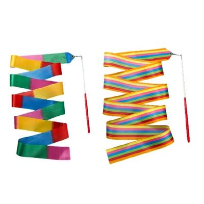 Colorful Gym Ribbon with Twirling Rod, Ribbon Wand for Artistic Dancing Dance Ribbons, Gymnastics Ribbon for Kids