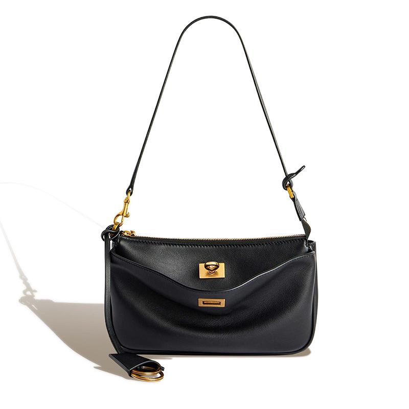 Spring  Luxury Brand Rodeo Women Shoulder Bags Fashion Black Leather Handbags Women Gold Buckle Underarm Bags Women