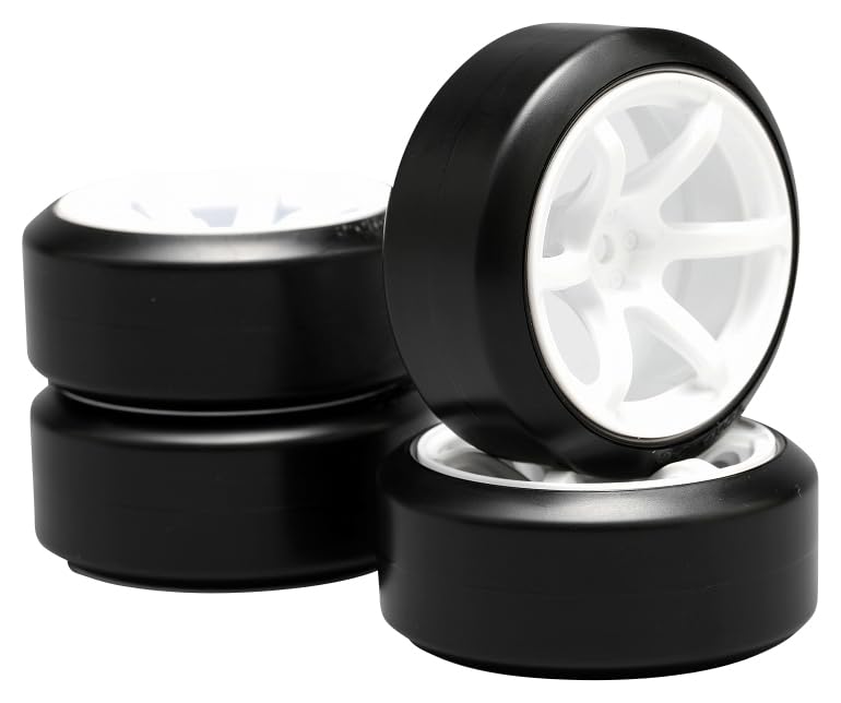 Yokomo DRC Drift Competition Tire/Wheel Assembly, High Traction Wheel, 6mm Offset (White) ZR-DRCW6A