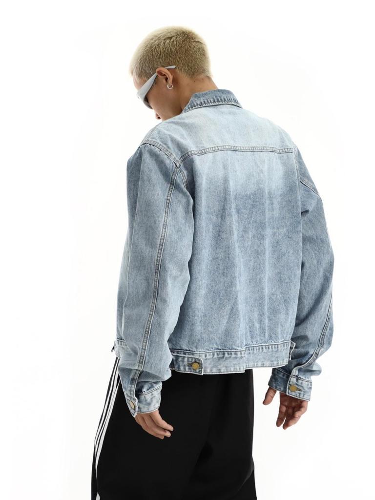 Men's Retro Washed Denim Jacket - High-End, Casual, Loose Fit for Autumn