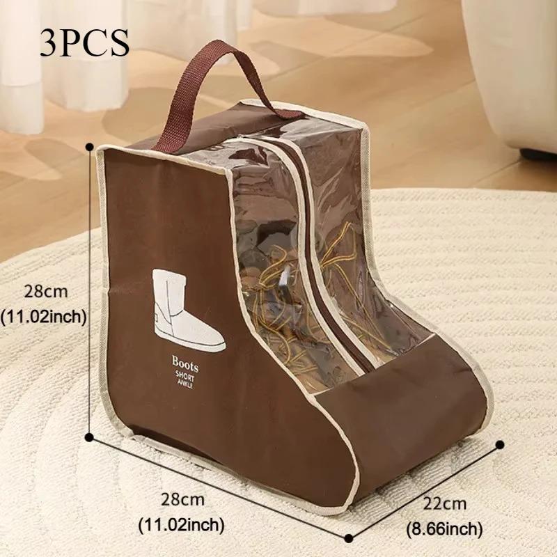 1pc/3pcs Portable Shoes Storage Bags Cover Long Riding Rain Boots Dustproof Organizer Waterproof Travel Zipper Pouch Accessories