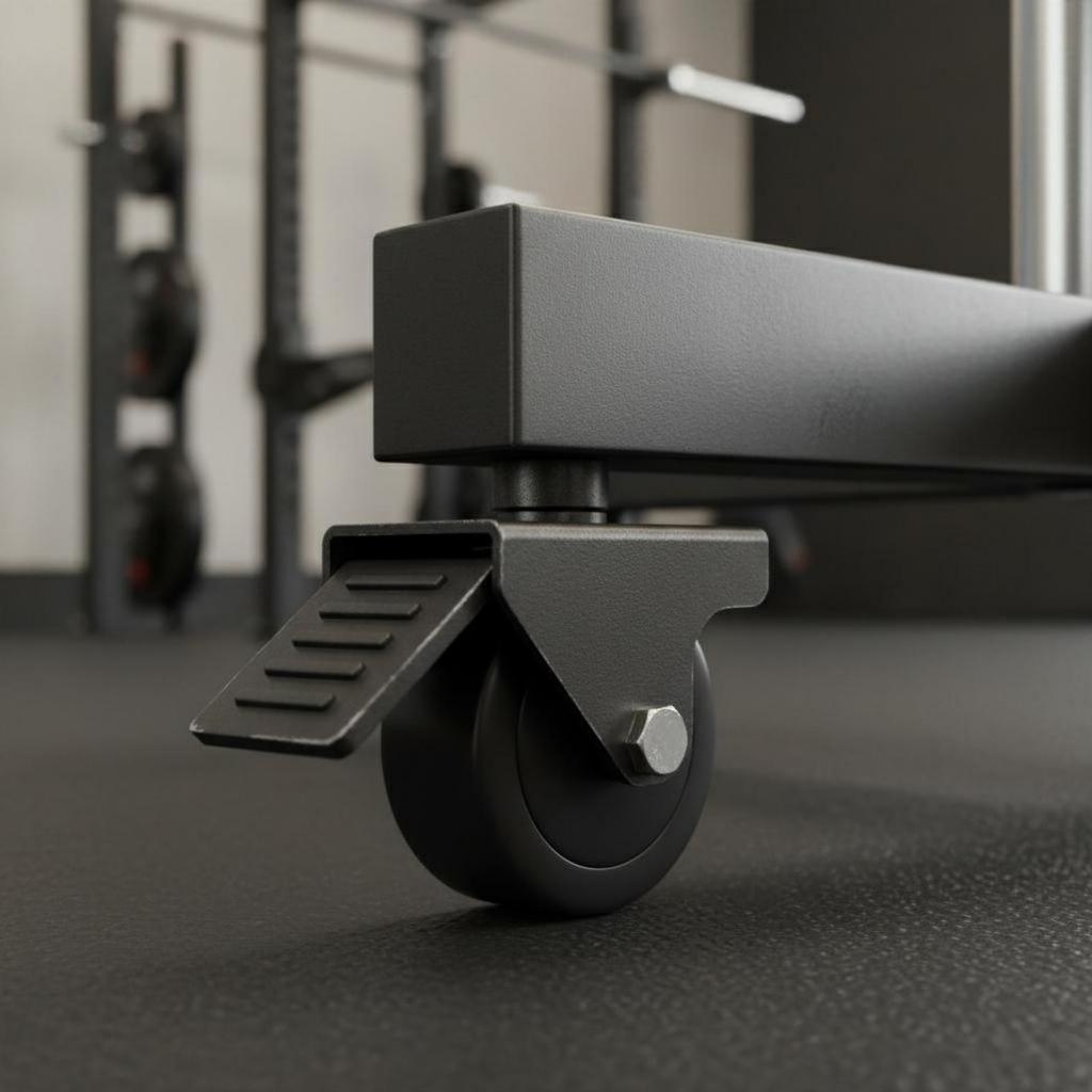 Barbell Plate Storage Trolley Locking Wheels Fitness Equipment Space-Saving