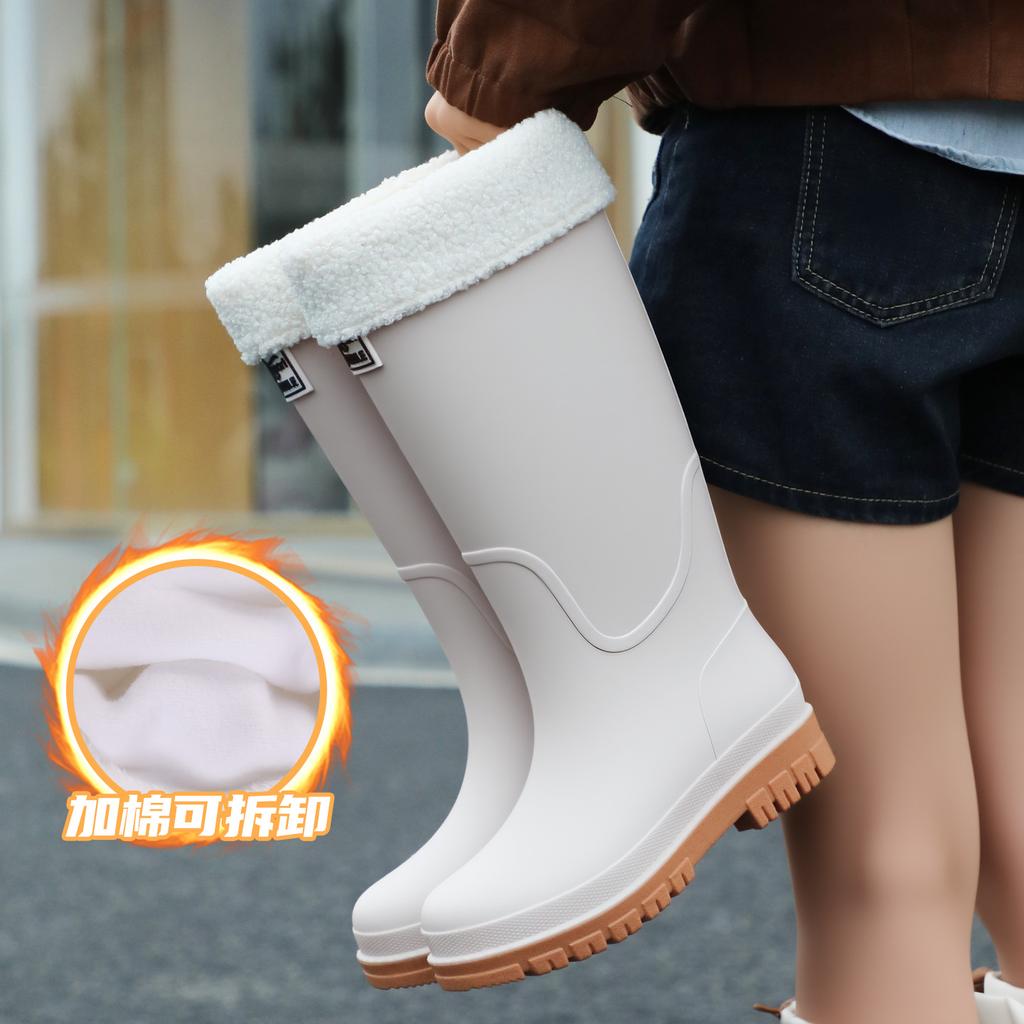High anti-skid rain boots women's PVC rubber shoes adult four-season outer wear rain shoes rain boots thick sole wear-resistant