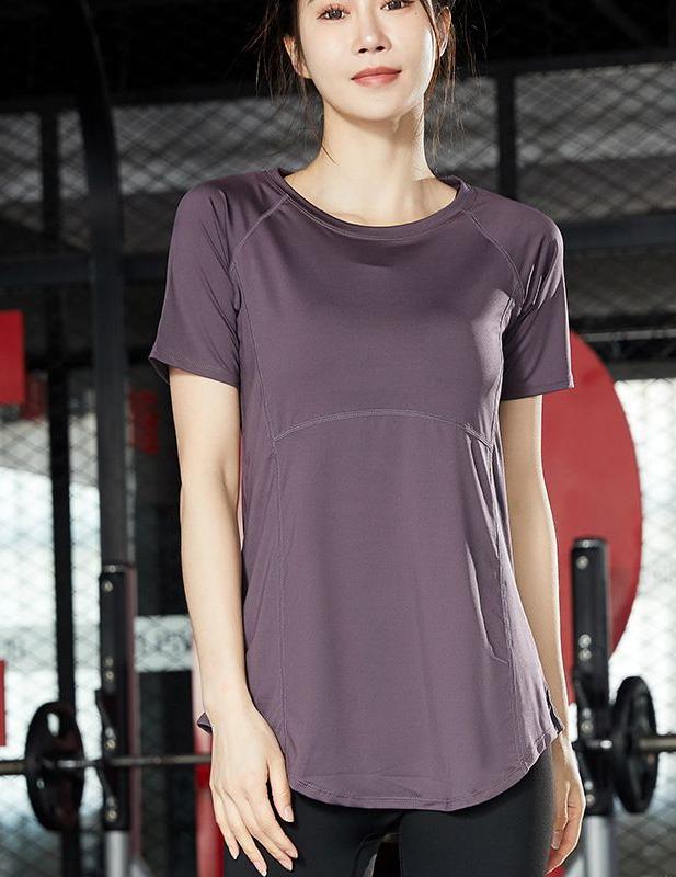 

Женский быстросохнущий комплект для йоги: Приталенный, дышащий фитнес-топ с коротким рукавом 3XL (suggested for 145-160 jin)