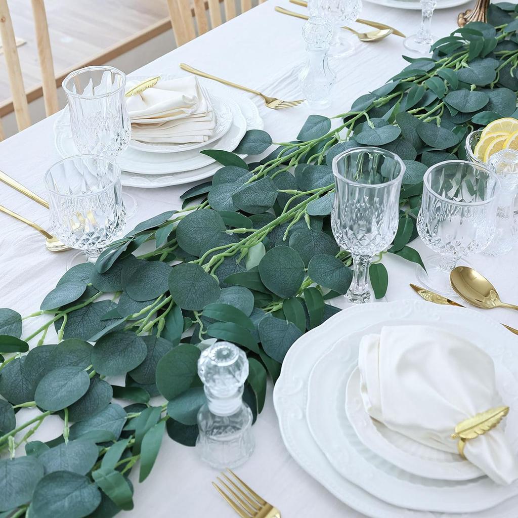 1PC Artificial PlantsEucalyptus Leaf Vine Hanging Autumn Christmas Home Wedding Decoration Office Desk Outdoor Garden Background
