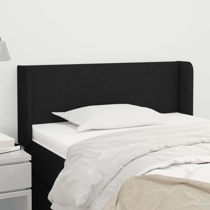 VidaXL Tête de lit avec oreilles Noir 103x16x78-88 cm Tissu3118480