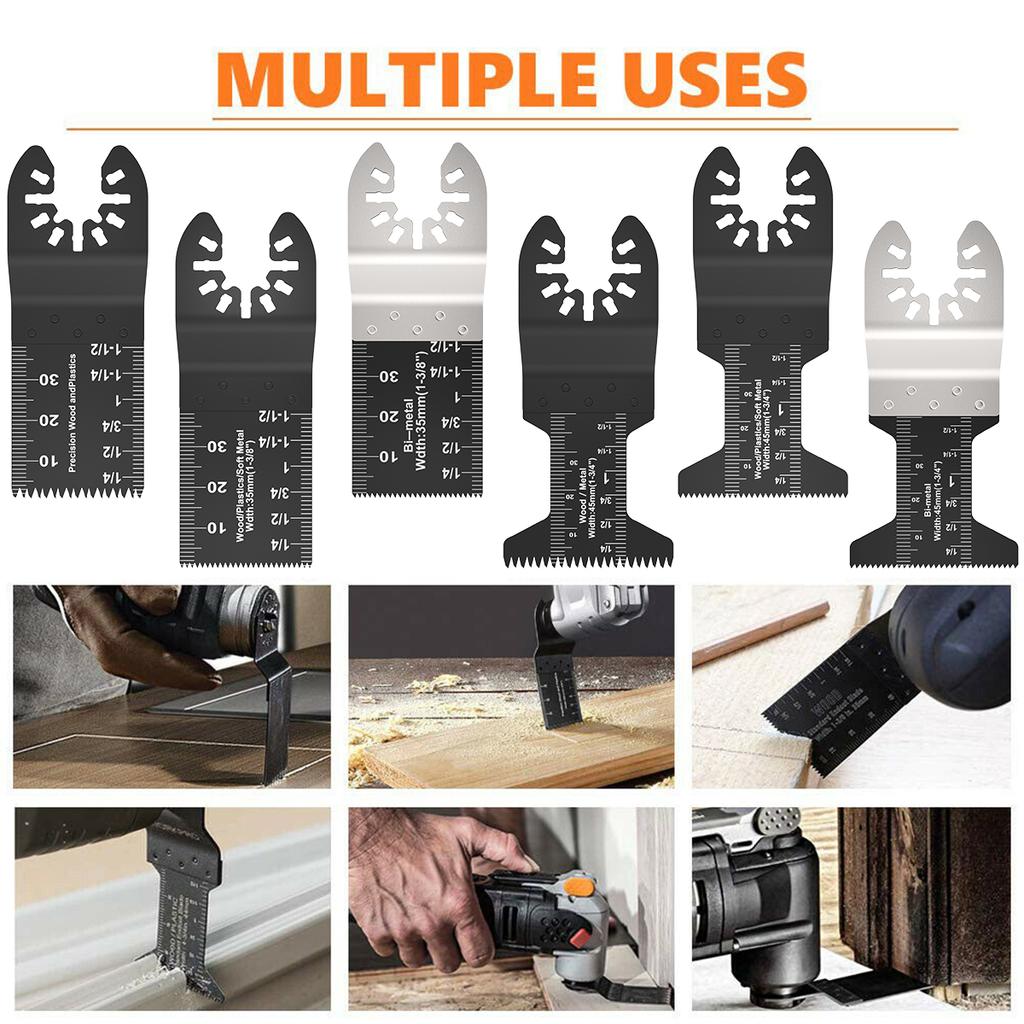 124Pcs Multitool Blades Oscillating Saw Blades Bi-metal Blades High Precision Fast Cutting Saw Blades Renovator Trimmer Blades