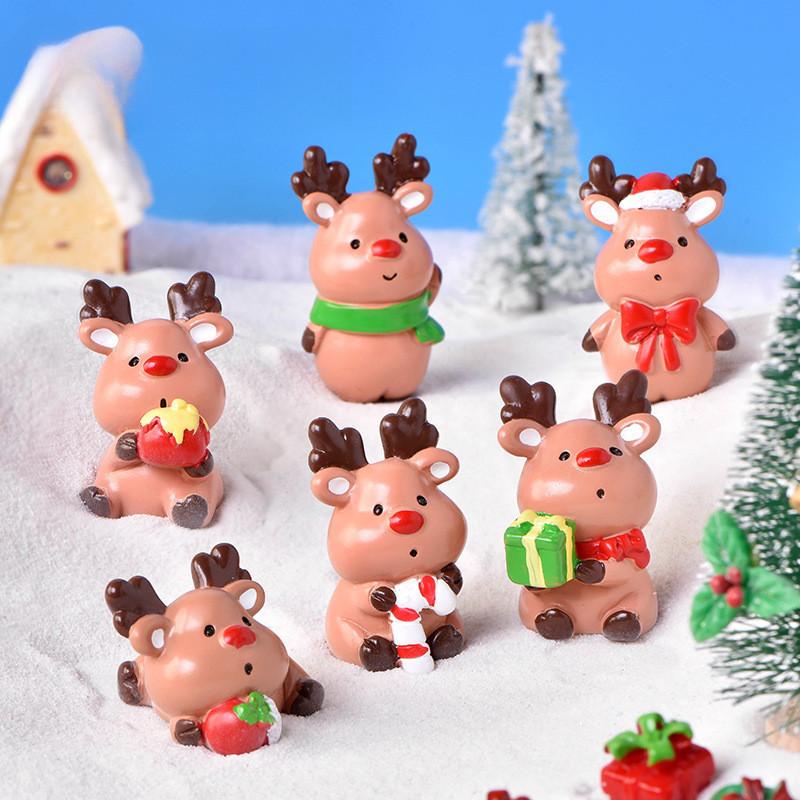 Charming Resin Christmas Reindeer Gift Box Diy Mini Landscape Decoration
