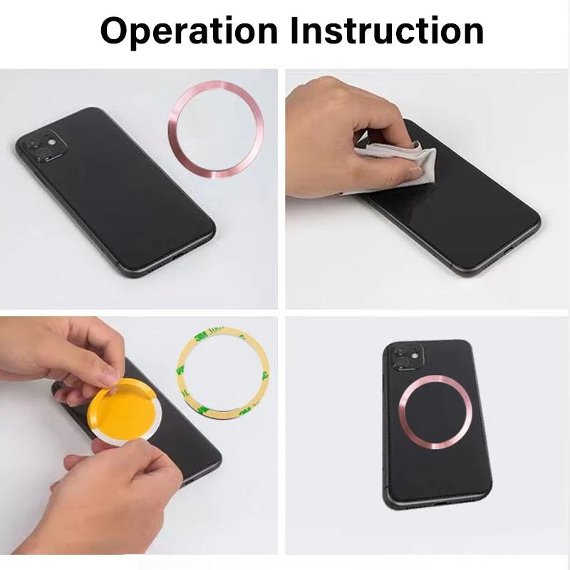 Magnetic Metal Plate Ring for Magsafe Wireless Charger Iron Sheet Sticker Car Phone Holder Magnet Patch for iPhone 15 13 Pro Max