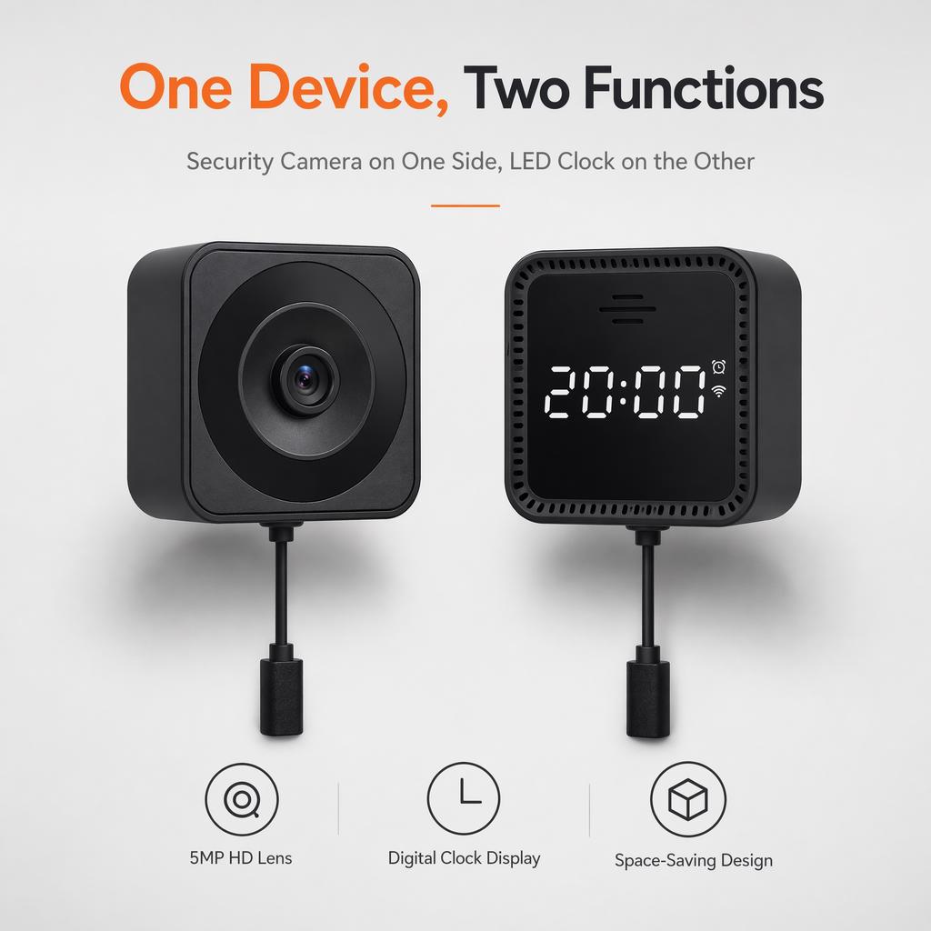 Smart Window Camera HD 5MP 5G WIFI Camera Clock Display Bidirectional Intercom Night Vision Indoor Safety Camera TUYA APP