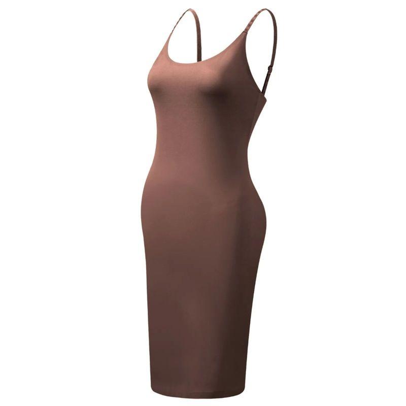 Solid Color Suspender Dress with Hip Wrap Pure Color Sling Sheath Dress