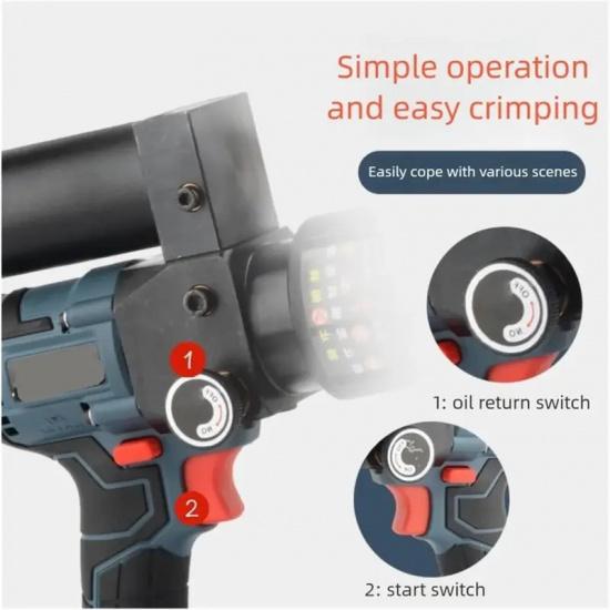 Hydraulic Crimping Tool SL-240 90KN Electric Wire Crimper Cable Crimping Pliers with Battery, Handheld Electric Hose Crimper