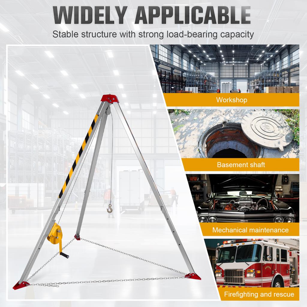 Heavy-Duty Confined Space Tripod Kit Self-Locking Rescue Tripod W/Adjustable Legs for Confined Spaces Emergency Rescue Equipment