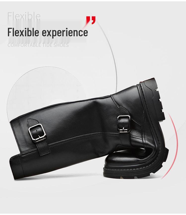 Men's High-Top Genuine Leather Equestrian Riding Boots - Winter Long Cowboy Style