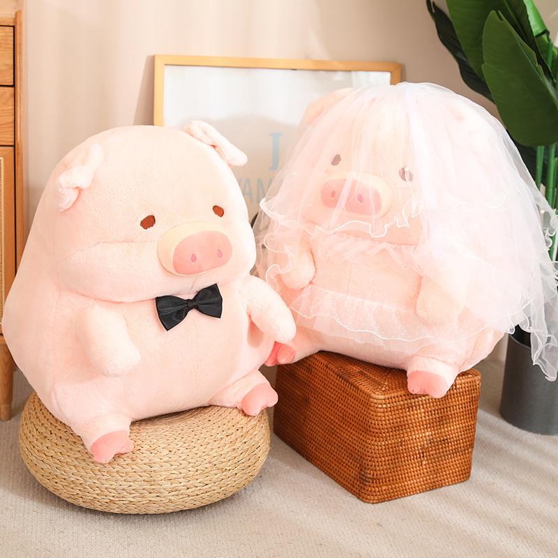 Cartoon Chubby Couple Pig Plush Toy Kawaii Stuffed Animals Wedding Suit Piggy Plushies Throw Pillow Doll Soft Toys Home Decor