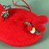 Wool Pet Beret Hat Christmas Red Cat Hat with Bow Antler Accessories Warm Winter Holiday Costume for Daily Dressing Up Photography Outdoor Travel