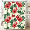 Red Hibiscus Shower Curtain Bathroom Decor Waterproof Fabric Home Accessories White Lotus Floral Printing Design Modern Colorful