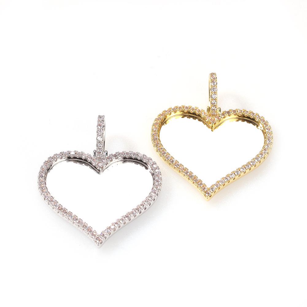 HIPHOP Heart Pendant Necklace Inlaid with Zirconia - Copper DIY Creative Jewelry