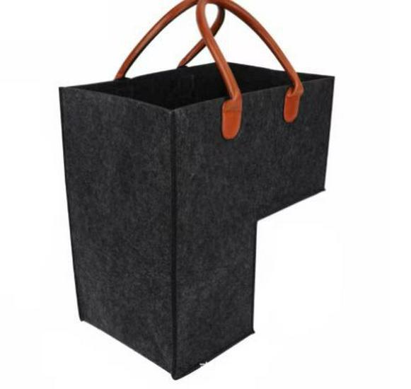 Felt Staircase Storage Basket with Leather Handles for Toys and Home Organization