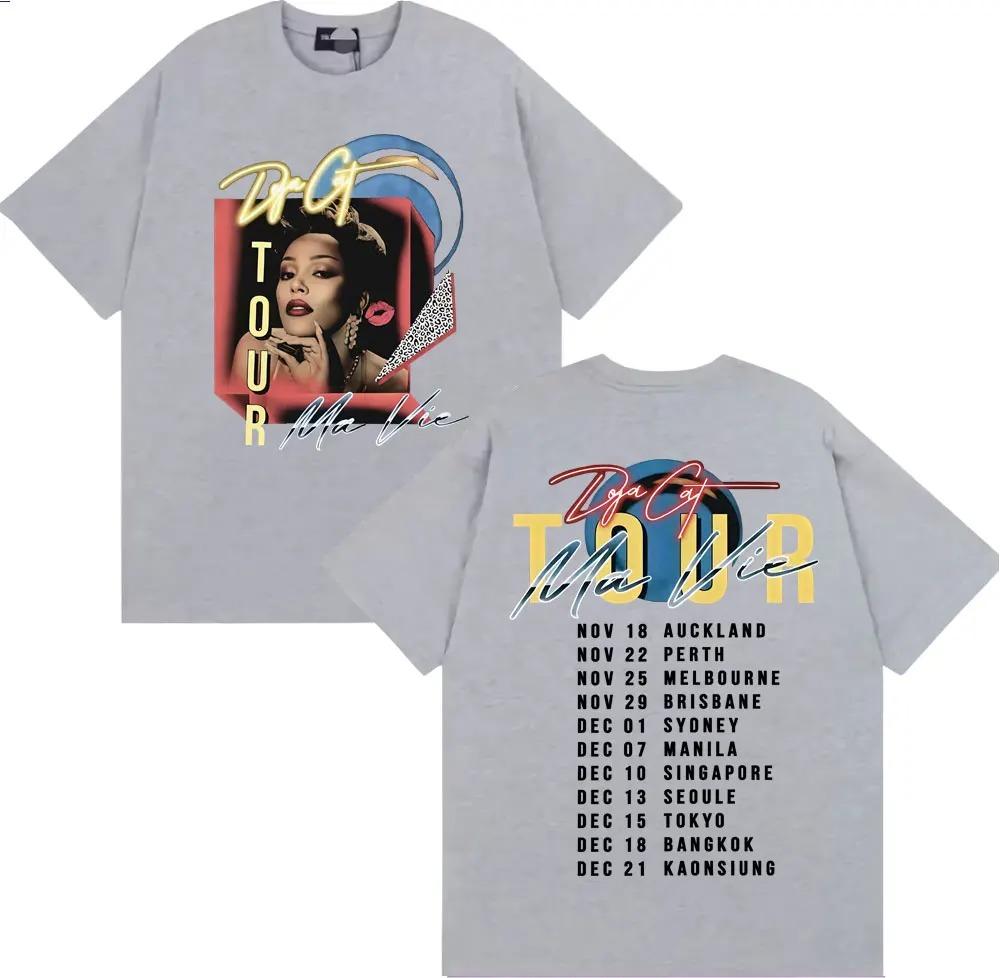 Doja Cat Ma Vie World Tour Double Sided Graphic T-Shirt Hip Hop Rap Merch Black Cotton Oversized Unisex T-shirts