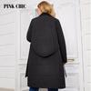 PINK CHIC Women's Spring Thin Cotton 2024 Padded Long Quilted Coat Women's Belt Warm Parka S3028