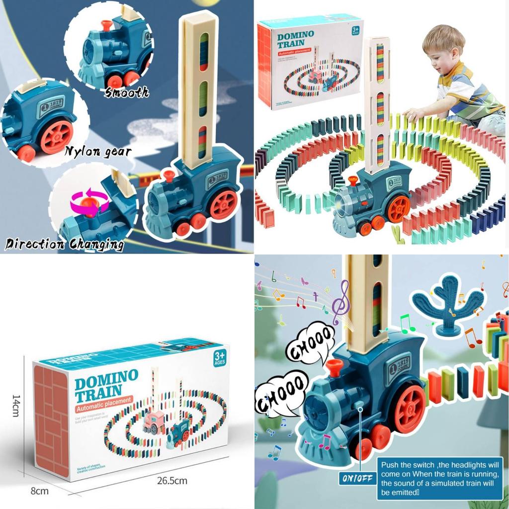 Multicolored Domino Train Set With Sound For Kids Educational Building Toys