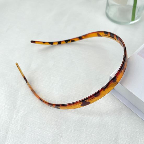 Headband Leopard Print Resin Headband with Anti-Slip Teeth Retro Tortoise Shell