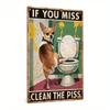 1pc Vintage Metal Tin Sign, "If You Miss, Clean the Piss" Humorous Bathroom Wall Art, English Text, Multipurpose Home Farmhouse