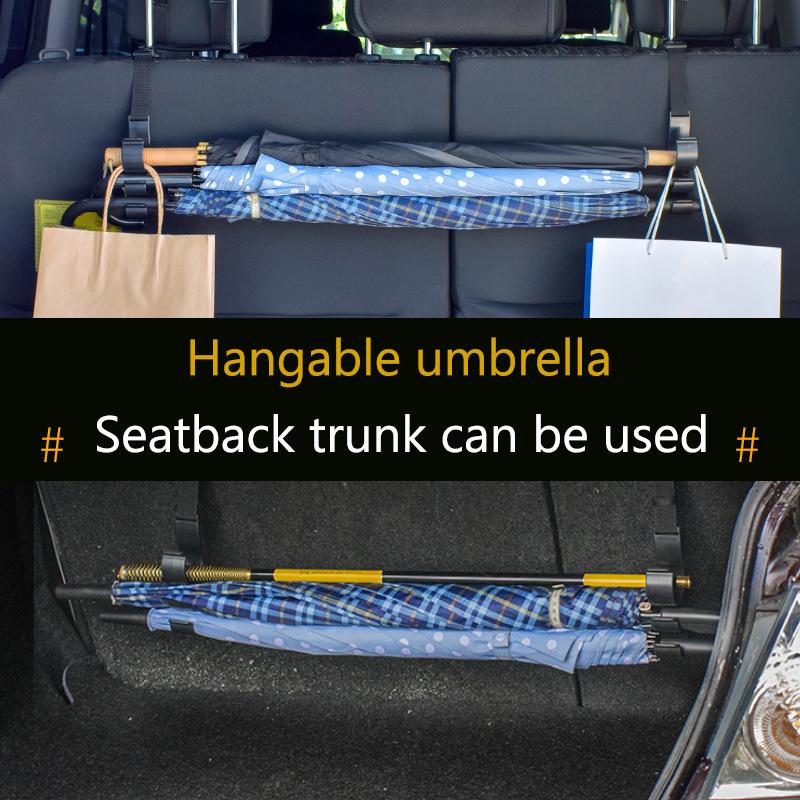 2pcs Car Headrest Hooks With 3 Multi-function Hangers, Rear Seat Back Storage For Purse Handbag Coat Grocery Umbrella