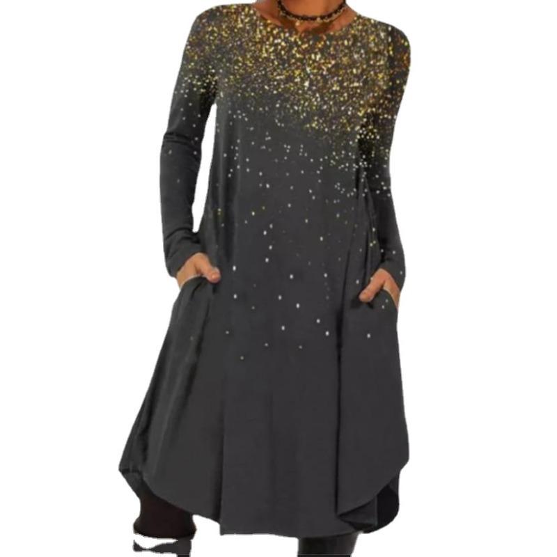 EastRogue Women's Fashion Spring Autumn Long Sleeve O-Neck Casual Dresses