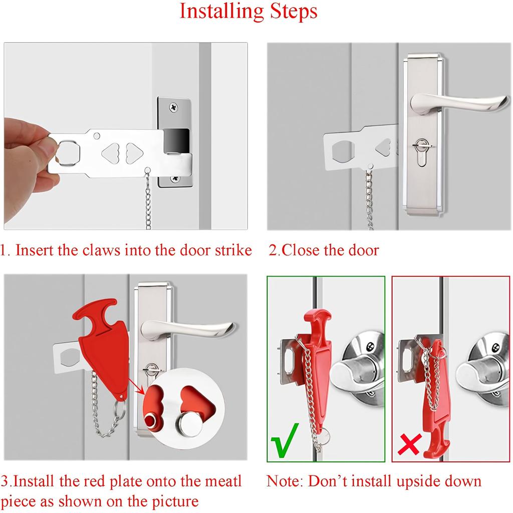 2pcs Door Stoppers Security, Portable Door Lock,Hotel Room Apartment Safet, Upgrade Portable Door Lock,Sleep with Peace of Mind