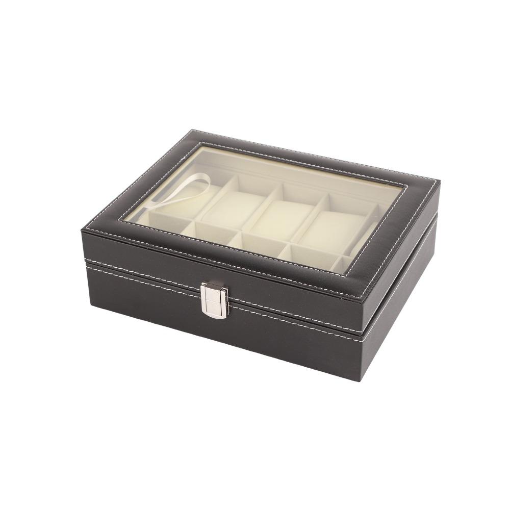 PU Leather Watch Storage Box Black Watch Box Durable Watch Organizer  Watch Display