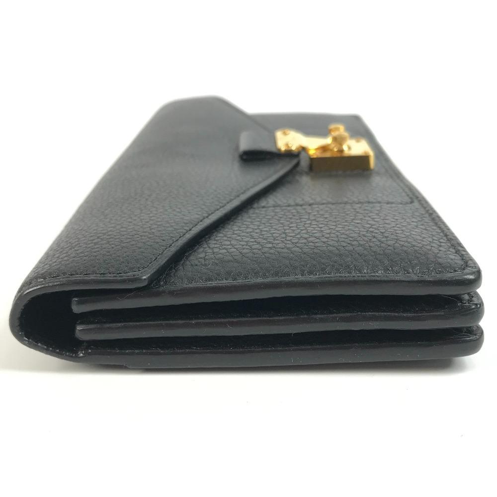 Louis Vuitton Long Wallet Bi-fold Flap Long Wallet Calf leather Black