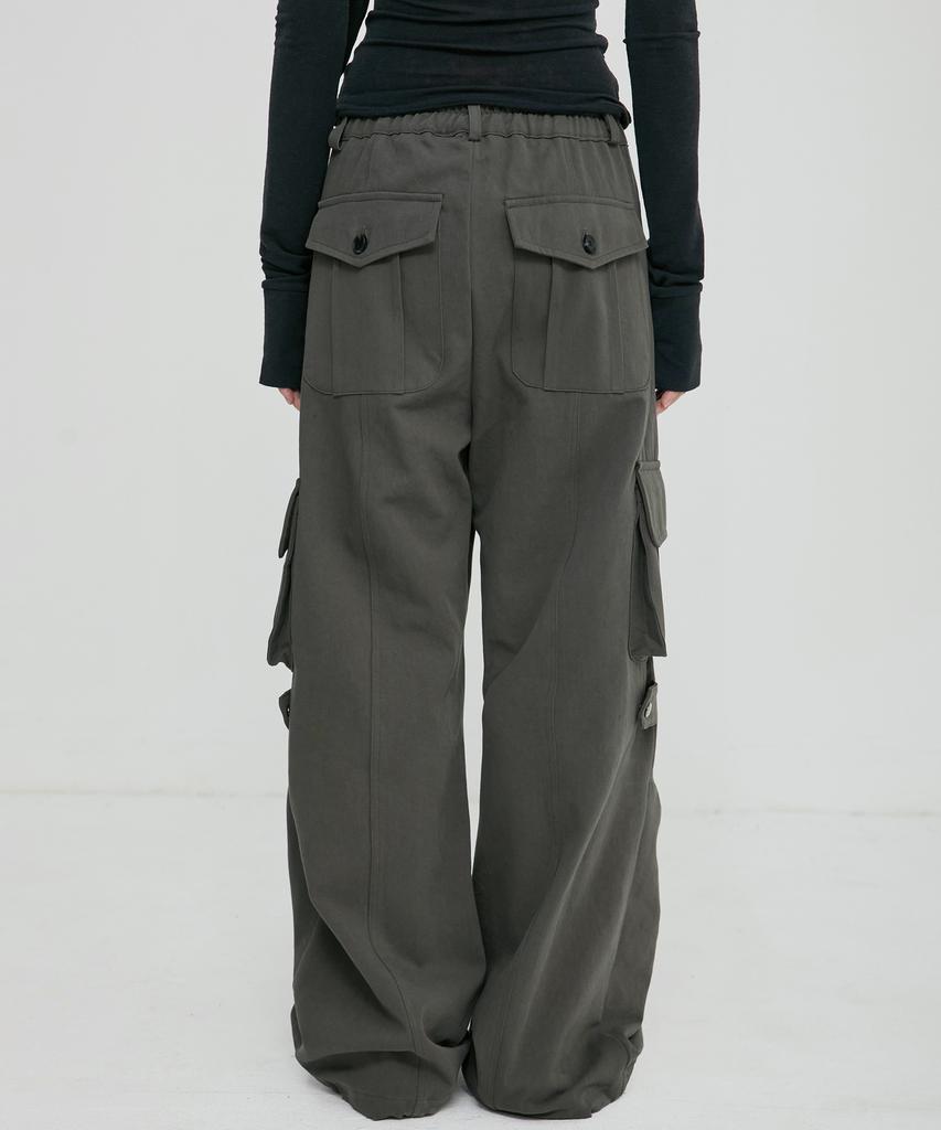 Peulleeoeob Wide Cargo Pants (Fl-262_Grayish Khaki)