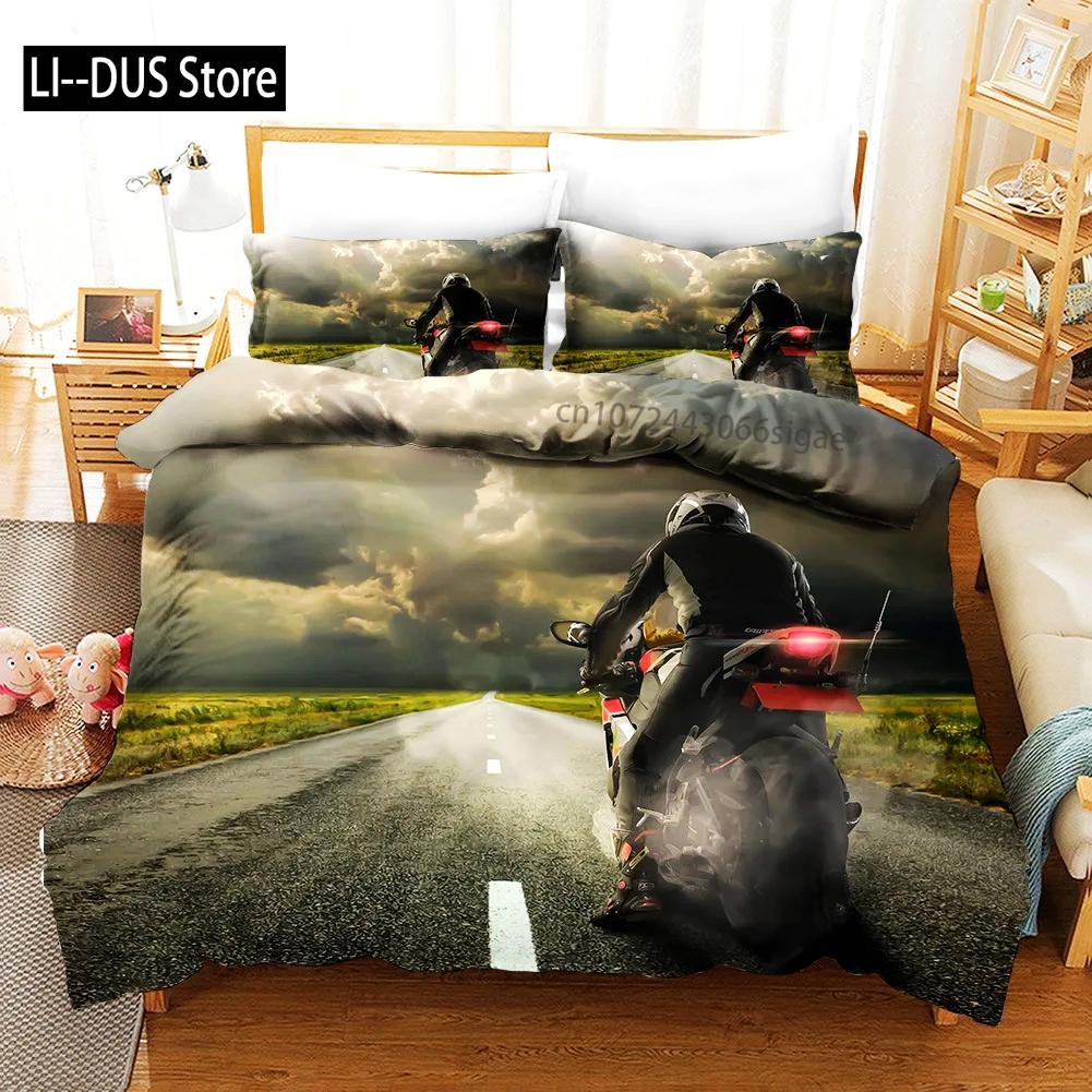 Sexy Girl Motocross Duvet Cover Extreme Sports Theme Bedding Set for Boys Teens Man Microfiber 3D Beauty Queen King Quilt Cover