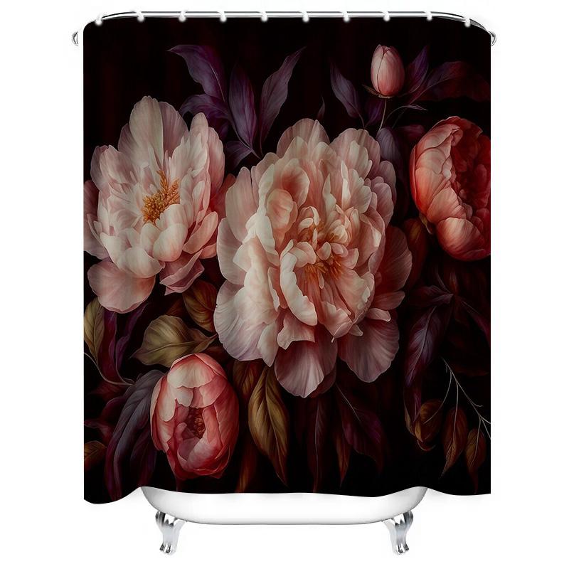 Floral Shower Curtain Botanical Flower Pattern Vintage Nature Bathroom Decor Farmhouse Rustic Home Textile Wall Hanging Tapestry