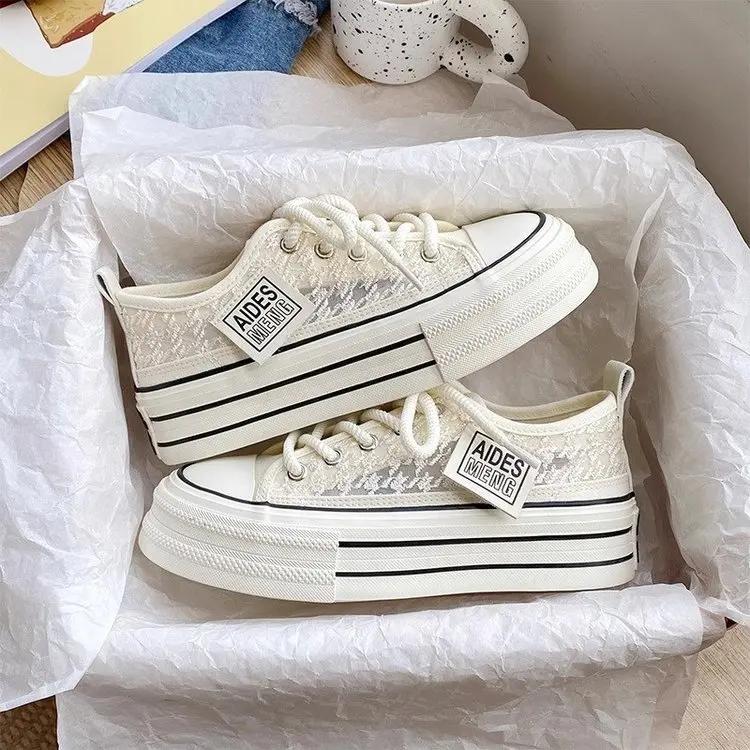 Fashion Canvas Sneakers for Women Shoes Breathe Designer Harajuku Shoes Hip Hop Girl Platform Sneaker Woman Distressed Shoes Plimsolls