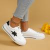Fashion Fashion Spliced Star Decoration Non Slip Skateboard Shoes Women 2025 Autumn Soft Flat Heel Lace Up Sneakers Casual White Shoes