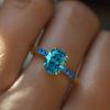 Huitan Fashion Chic Blue Cubic Zirconia Ring for Women Engagement Accessories for Female Modern Style Statement Jewelry Gift