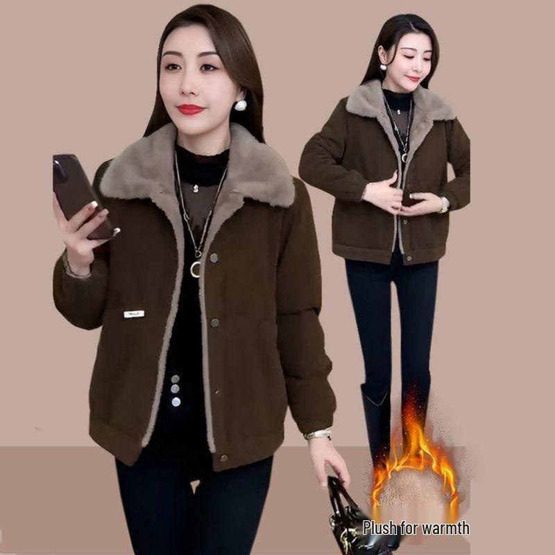 Ladies' Short Velvet-Lined Parka - 2023 Winter Fashion, Versatile, Loose Fit, Thick & Warm